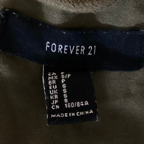 Forever 21 Olive Green Army Military Cargo Utility Windbreaker Jacket Coat  S - Picture 4 of 5